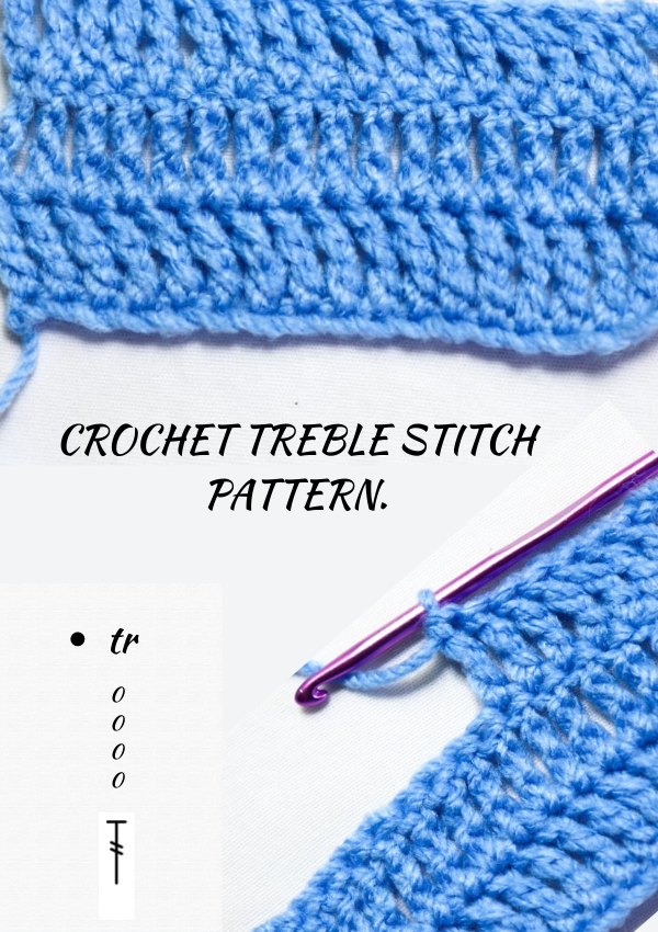 Crochet Treble Stitch. Beginner stitch pattern.