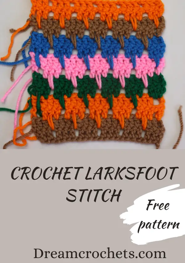 Crochet Larksfoot Stitch in easy steps. {4 rows repeat}.
