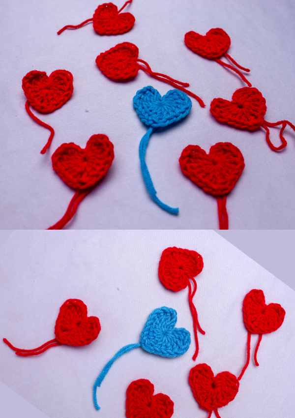Crochet heart applique Pattern.