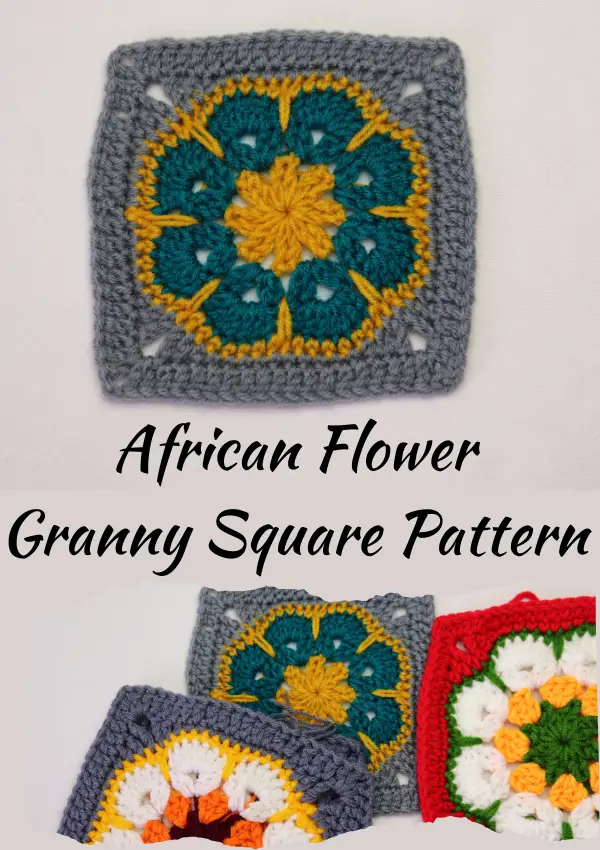 Crochet African Flower Granny Square.