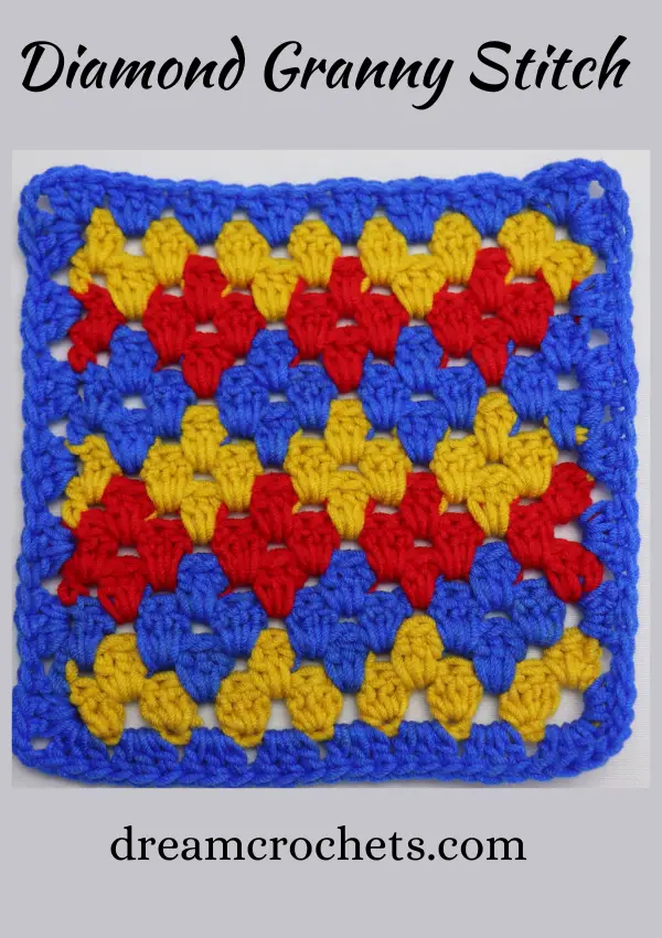 Crochet Diamond Granny Stitch. {4 row repeat}